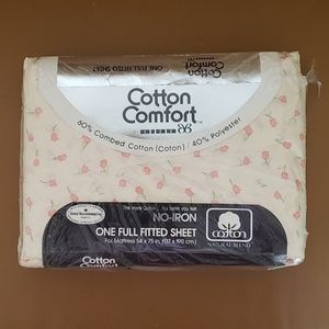Vtg Cotton Comfort No Iron Full Tulip Floral Sheet